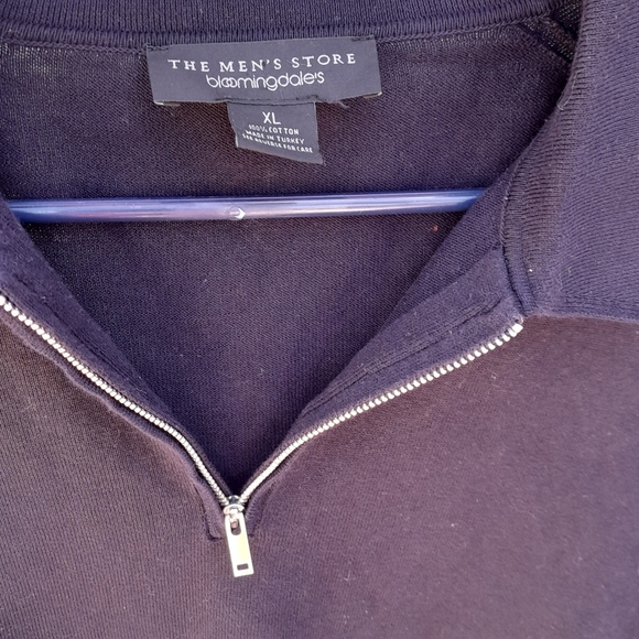 The Mens Store Bloomingdale's Mens XL Navy Polo Shirt Half Zipper - Picture 2 of 6